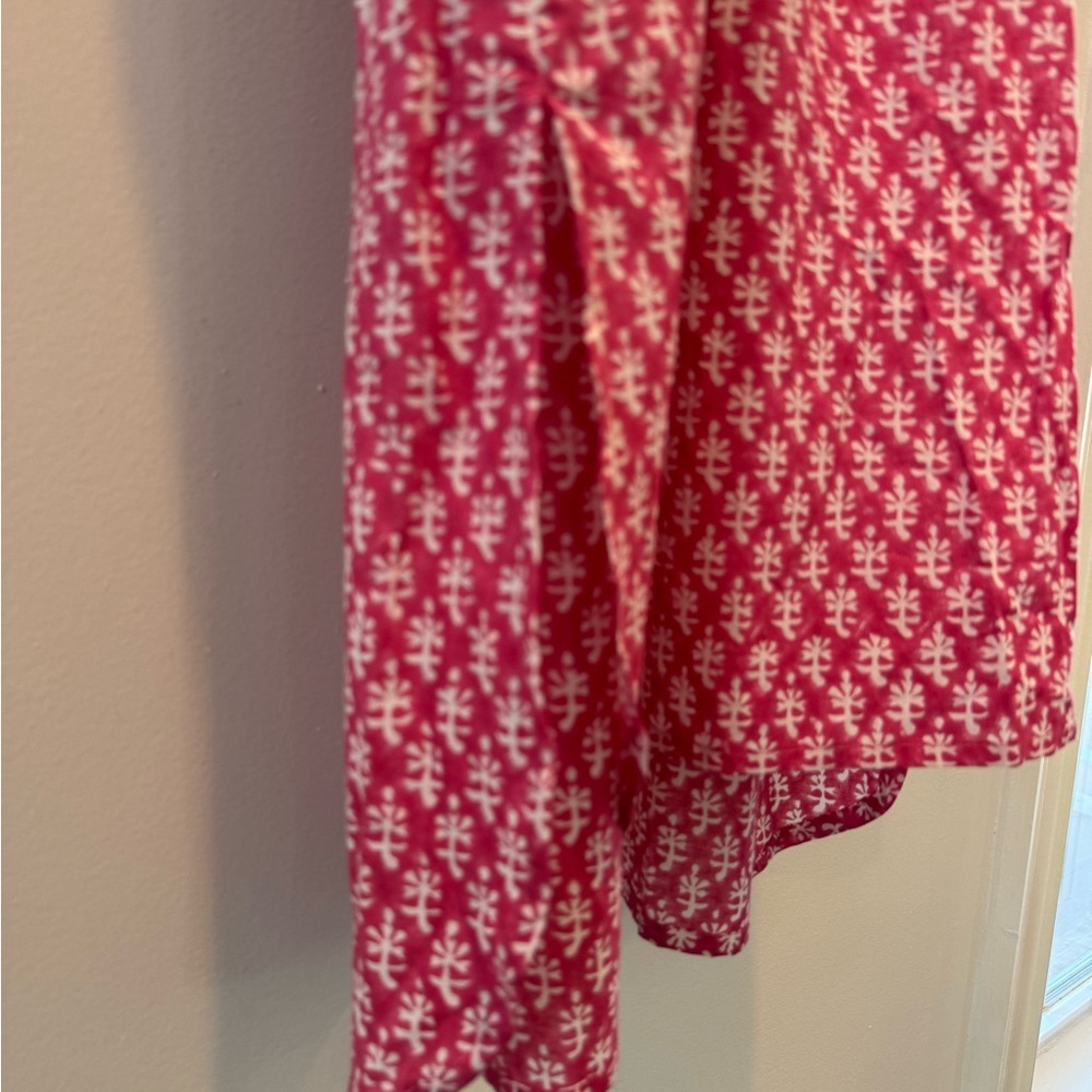 Pink Boho Embroidered Cotton Midi Dress Tassel Belt Beach Vacation XS EX VOTO - Picture 6 of 9